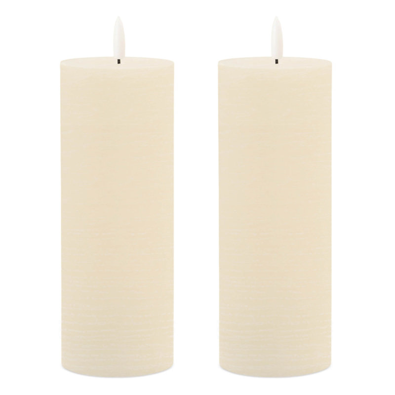 Bougie pilier à mèche FIA (ensemble de 2), Beige, Pilier 7,5 po x 3 po