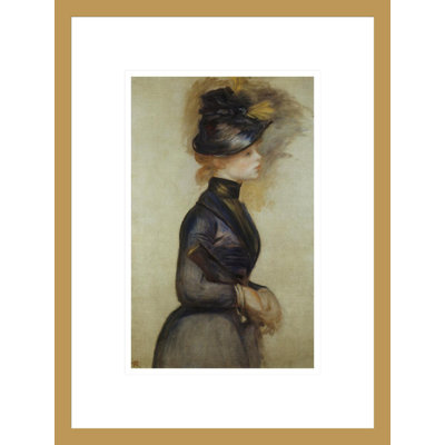 Jeune femme se rendant au conservatoire Pierre-Auguste Renoir, impression giclée encadrée