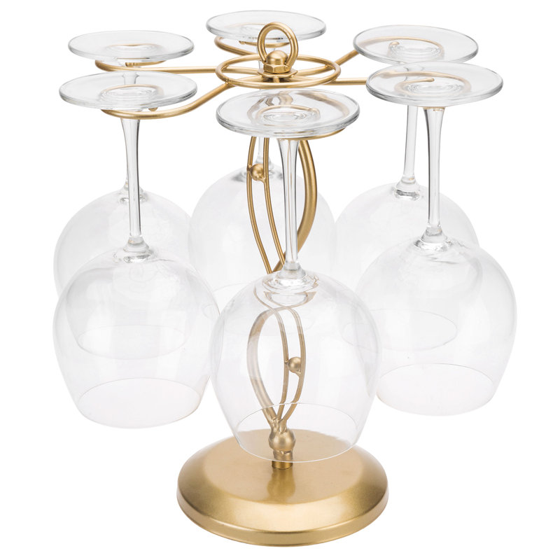 Metal Tabletop Wine Glass Rack in Gold