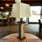 Battery Powered Live Edge Wood Table Lamp. Textured Poly Lumber Core with Live Edge Wood Panels-853240711