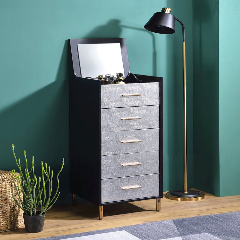 Armoire à bijoux noire, argentée et dorée