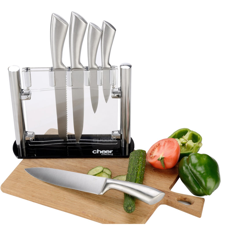 Cheer Collection Cheer Collection 6 Piece Stainless Steel Knife Block Set