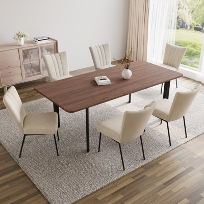 Ensemble de salle à manger Modern Kitchen, table de salle à manger extensible de 63 à 78,7 po avec chaises H 34,2 po (table 6