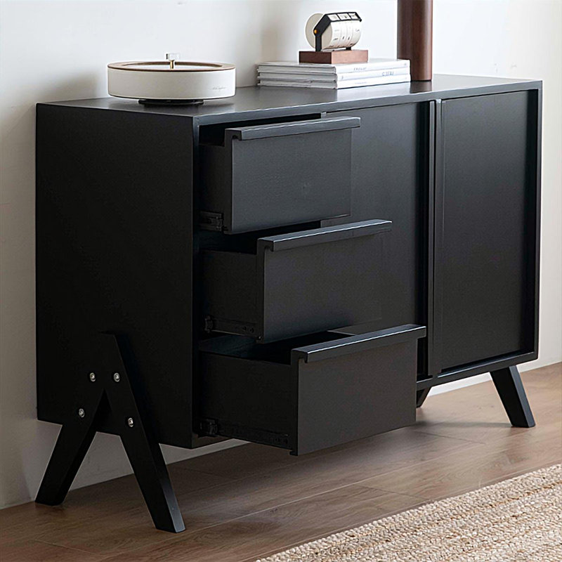 Buffet rétro en bois massif noir