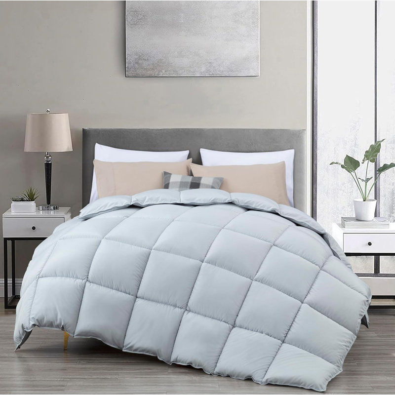 All Season Down Alternative Comforter Duvet Insert with Corner Tabs, Queen, Silver