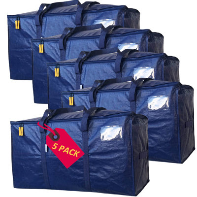 Large Moving Bags For Clothes,Strong Durable Moving Bags With Handles,Moving Bags,Moving(5 Pack, /Blue)