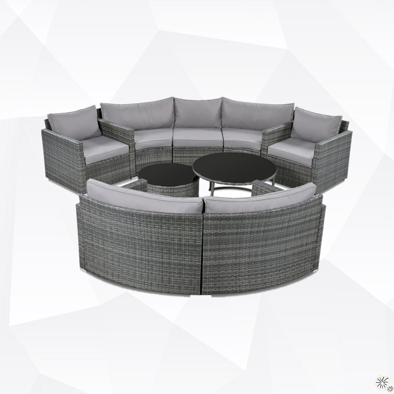 Ensemble de conversation modulaire avec coussins 9 pièces Cirilla