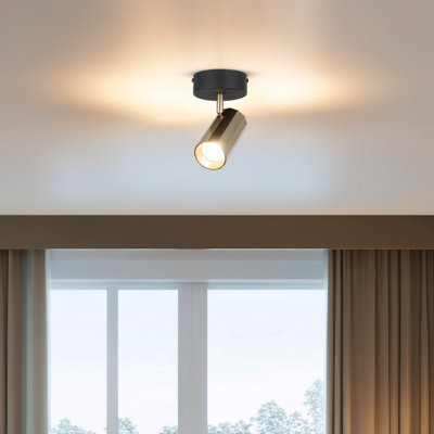 Lustre élégant en métal, finition laquée noire et antique, ampoule GU10 de 7,0 W incluse | Plaque de base 7,1 x 7,1 x 7,1 pouces, hauteur totale de 7,1 pouces | Éclairage élégant pour la maison et le bureau, classé IP20, design moderne