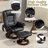 Massage Recliner with Ottoman Swivel Wood Base, Adjustable Recline, Faux Leather Lounge Chair with Footrest for Living Room and Bedroom, Black-1072412361