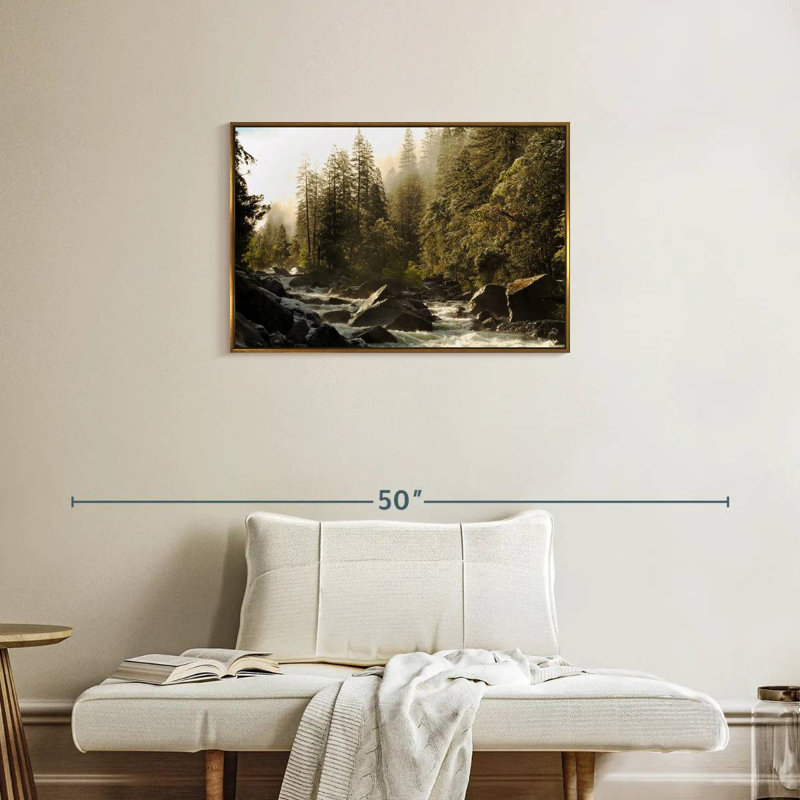 Rivière Yosemite Merced, Cadre flottant doré, 31 po x 21 po
