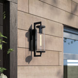 Dunston Natoli 1 - Light Seeded Glass Outdoor Armed Sconce with Dusk to Dawn