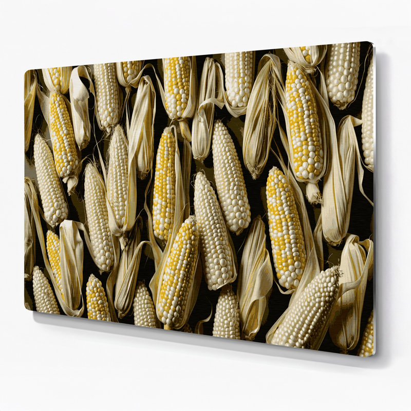 Vegetables Sweet Corn White Brown Metal Wall Art