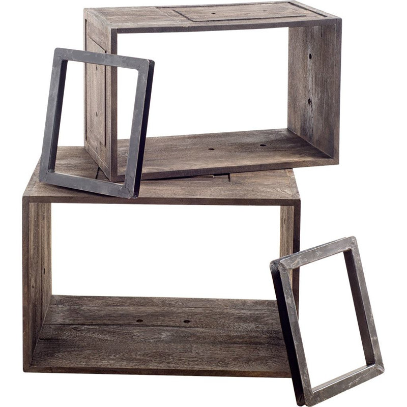 Cherryford (ensemble de deux) tablettes cubiques rustiques gris clair, Brun, H 24 po x l 22 po x P 16 po