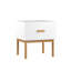 Table de chevet blanche moderne avec tiroir et pieds en bois, table de chevet minimaliste avec poignée pour chambre à coucher, salon, appartement