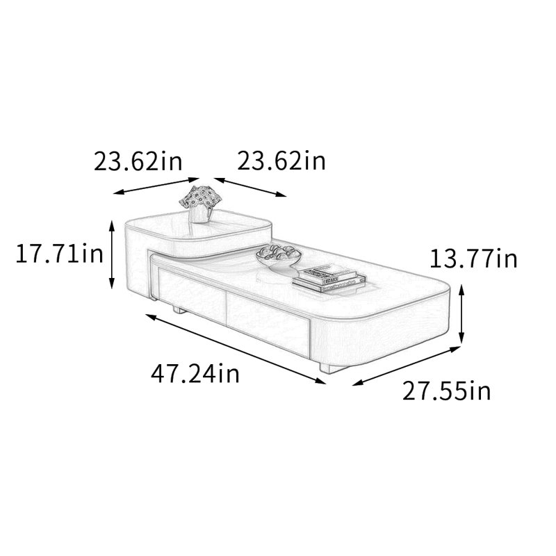 Ensemble de tables basses Modern Simplicity, Blanc / brun noisette, Blanc