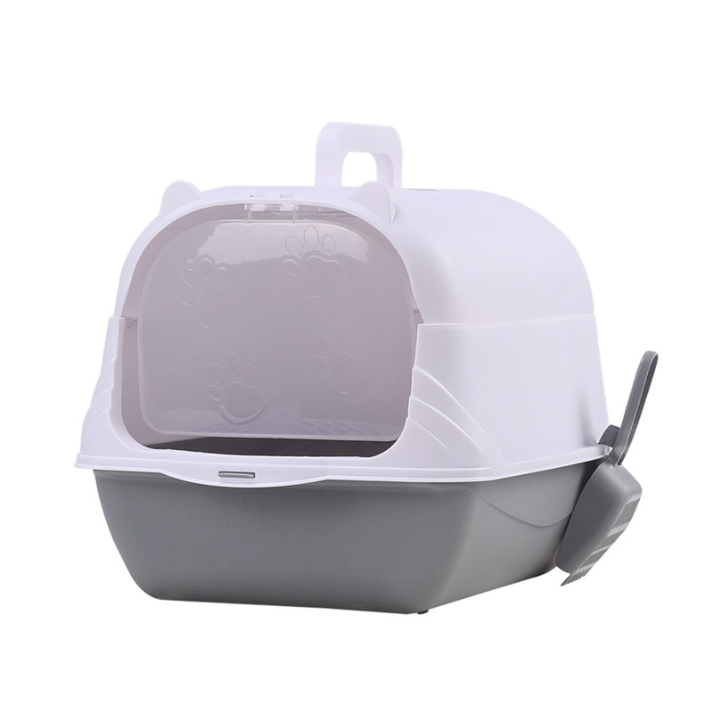 Extra-Large Enclosed Cat Litter Box, Grey
