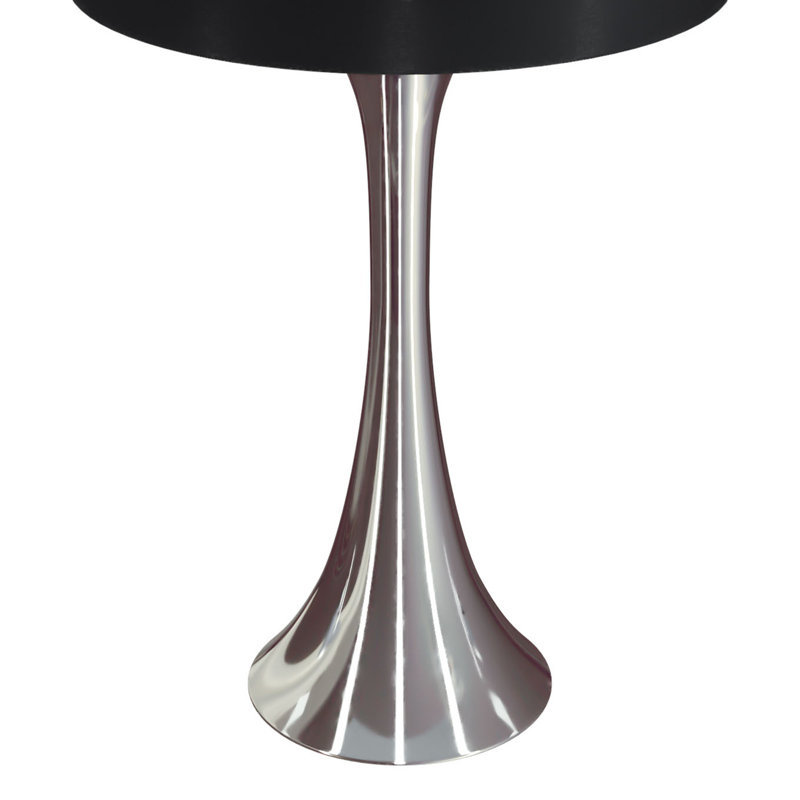 Contemporary Accent Table Lamp, Chrome, Black