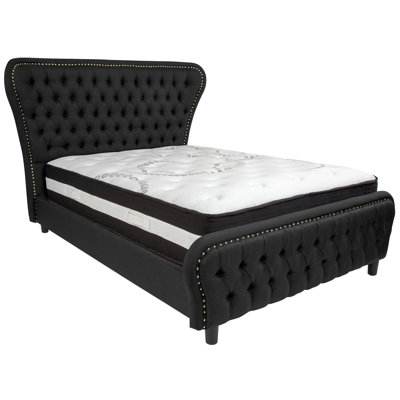 Lit plateforme tapissier avec matelas Tamia
