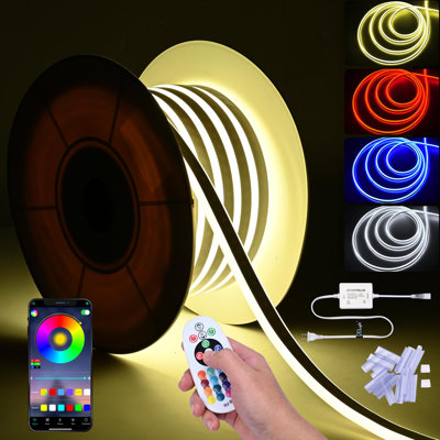 Croxton DELight RGB LED NEON Rope Lights with APP & Remote Comtrol Cuttable Commercial Waterproof Strip Lights Music Sync DIY Decoration
