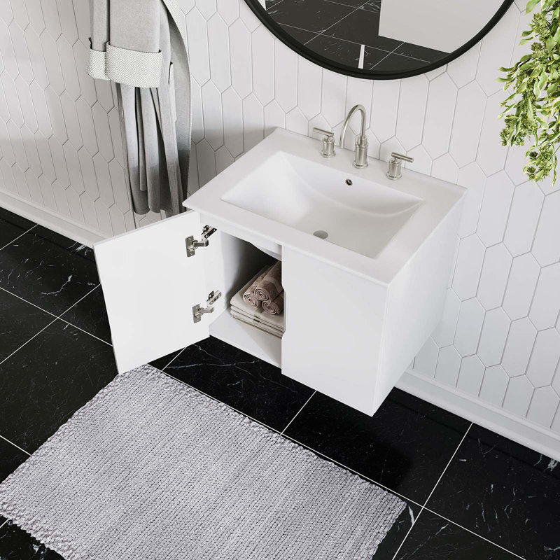 24" Bathroom Vanity In Grey White, White, White