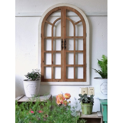 Weathered wooden window wall decoration - Vintage home decor
