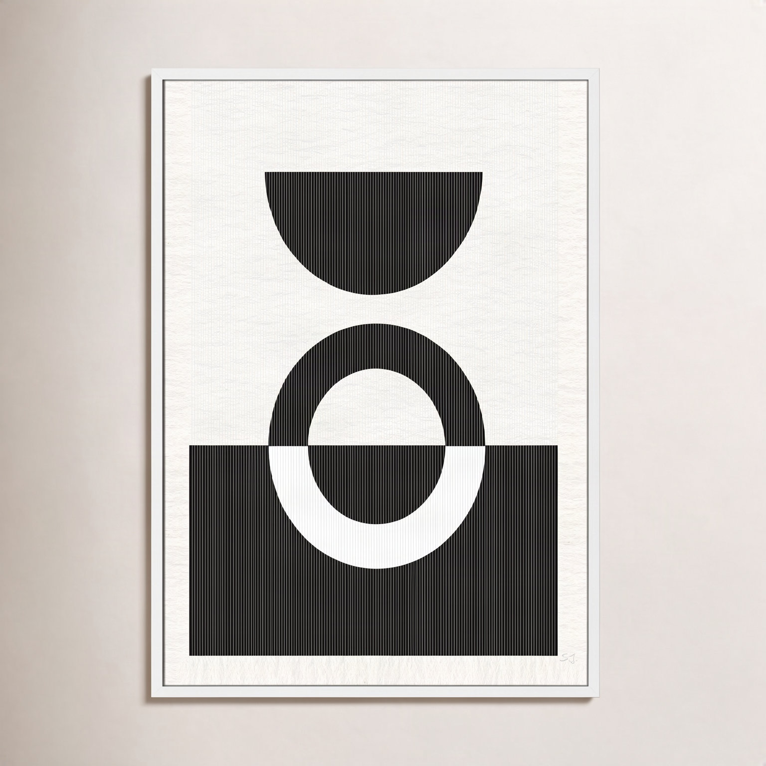 Eclipse III, 41.5" H x 29.5" W x 0.75" D, Satin White Framed
