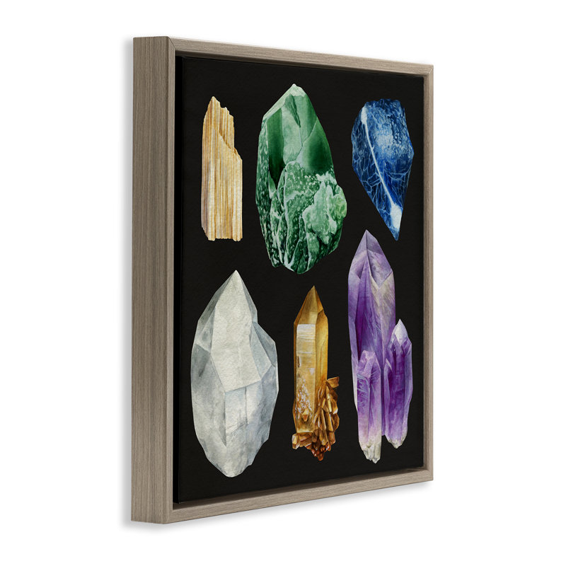 "Natural Varied Gemstones", art mural encadré par Grace Popp, Cadre flottant orme Montalcino, H 25 po x l 25 po