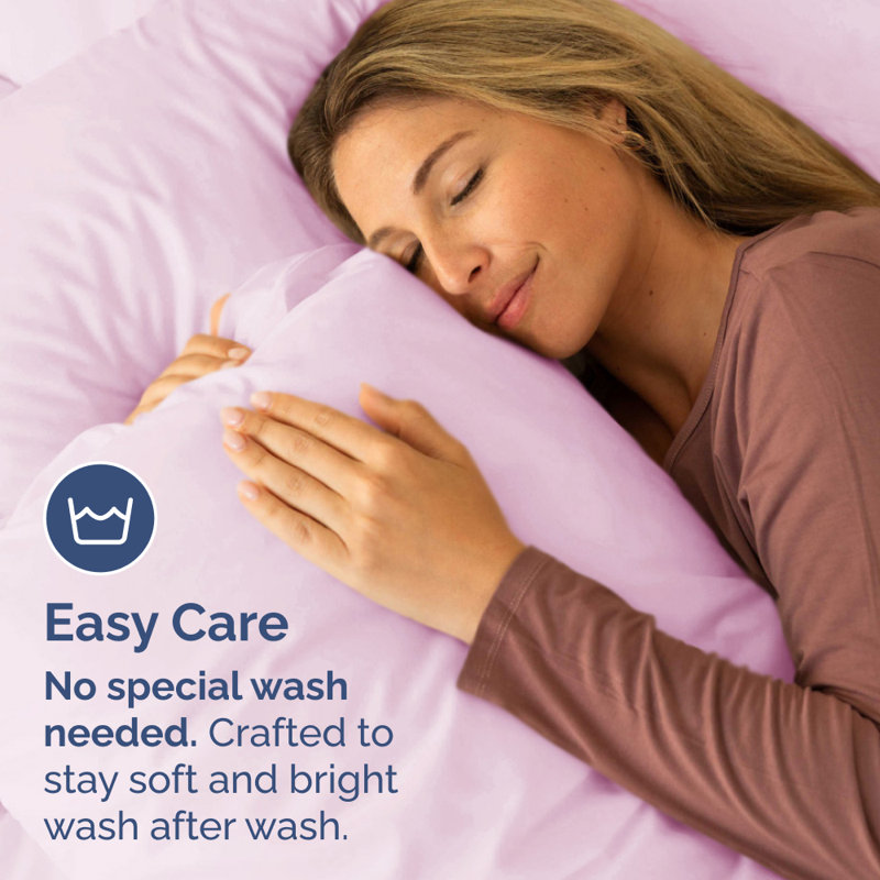 Microfiber Pillowcase Set of 2, Soft Double Brushed Pillow Covers, Breathable & Easy Care, Pink, King