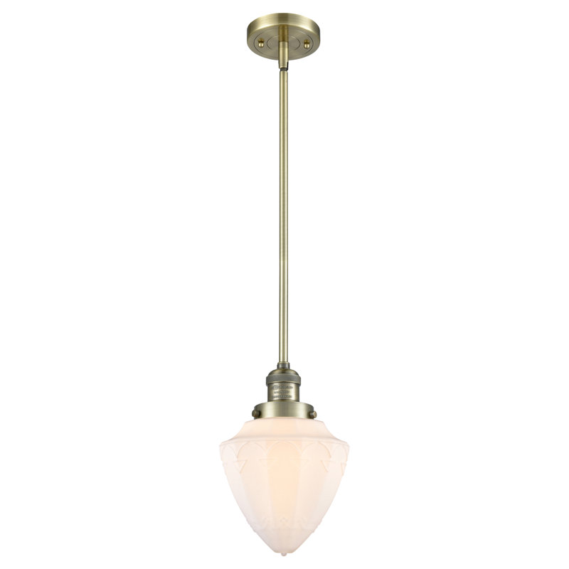 Franklin - Kymeshia - Mini-luminaire suspendu à tige 7 po 1 lumière - Ampoule non incluse , Laiton antique, Blanc mat