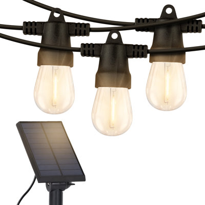 Pro 12-Light 27 ft. Outdoor Solar NonHanging LED 1-Watt White Bulb String Lights