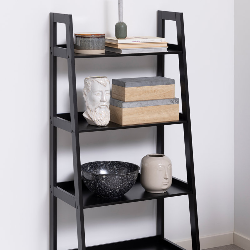 Sansa Ladder Bookcase, 180cm H x 63cm W x 40cm D, Black