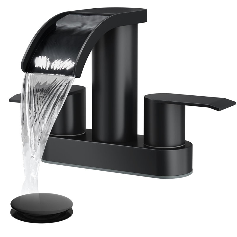 Robinet pour salle de bain à poignée centrale avec drain escamotable à 2 poignées pour lavabo à 2 ou 3 trous 4 po