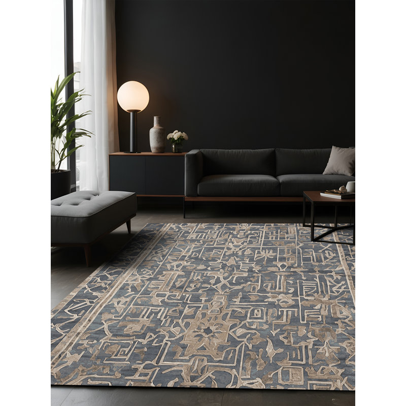 Tapis gris soyeux et moelleux, Carré 4 pi
