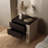 Mid-Century Modern Nightstand Wood and Leather Bedside Table, Minimalist Bedroom Side Table with 2-Drawer for Bedroom, Dorm and Living Room