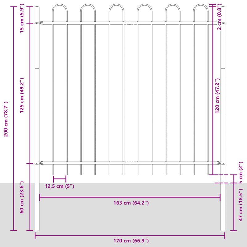 Garden Fence, 200cm H x 170cm W