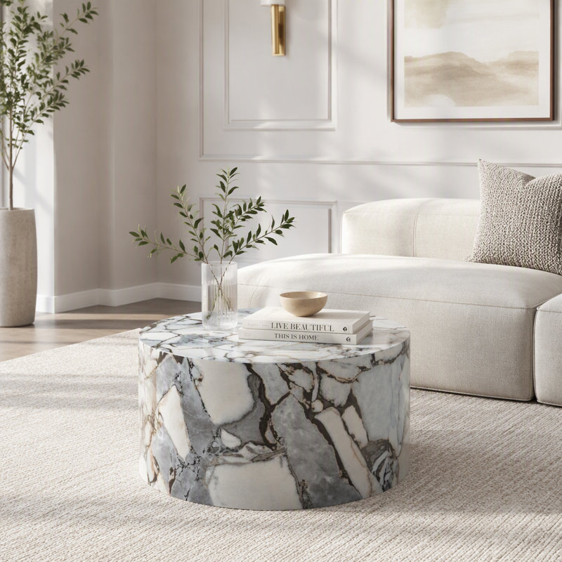Round Coffee Table, White