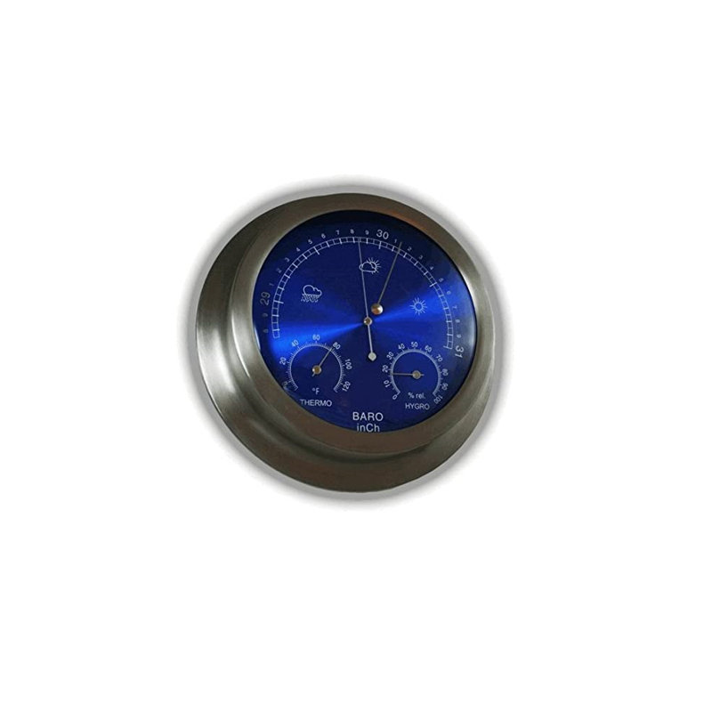 9'' Brushed Aluminum Barometer with Radiant Blue Dial