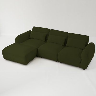 Modular Teddy Velvet Sectional Sofa – Cozy, Flexible 3 Seaters And Ottoman For Any Space