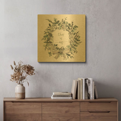 «Modern Farmhouse VII» par Anne Tavoletti, art mural en métal doré, 24 po x 24 po