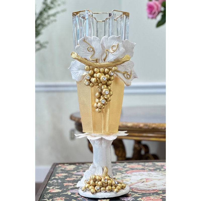 Elegant Gilded Vase - 7 X 16 Inches