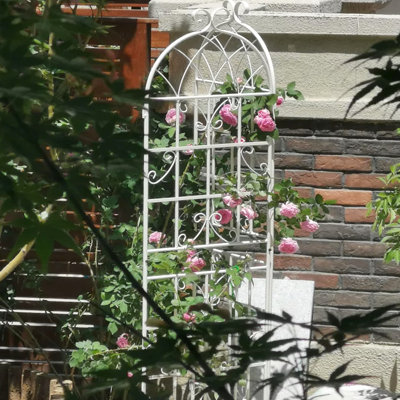 Metal Garden Trellis 71"X19.7", 2 Units, Rustproof, Creamy, Effortless Assembly Way 71"X19.7" Trellis, Metal, Rust-, Creamy White, Simple Installation Method