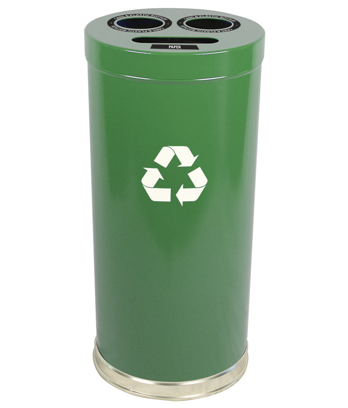 Poubelle de recyclage multi-compartiments Metal Recycling, 24, Vert