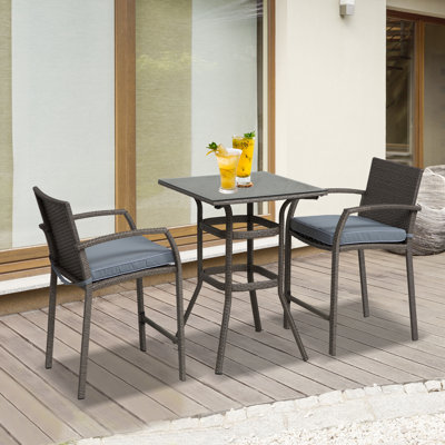 Arafat Outdoor 3 Piece Bar Height Dining Set