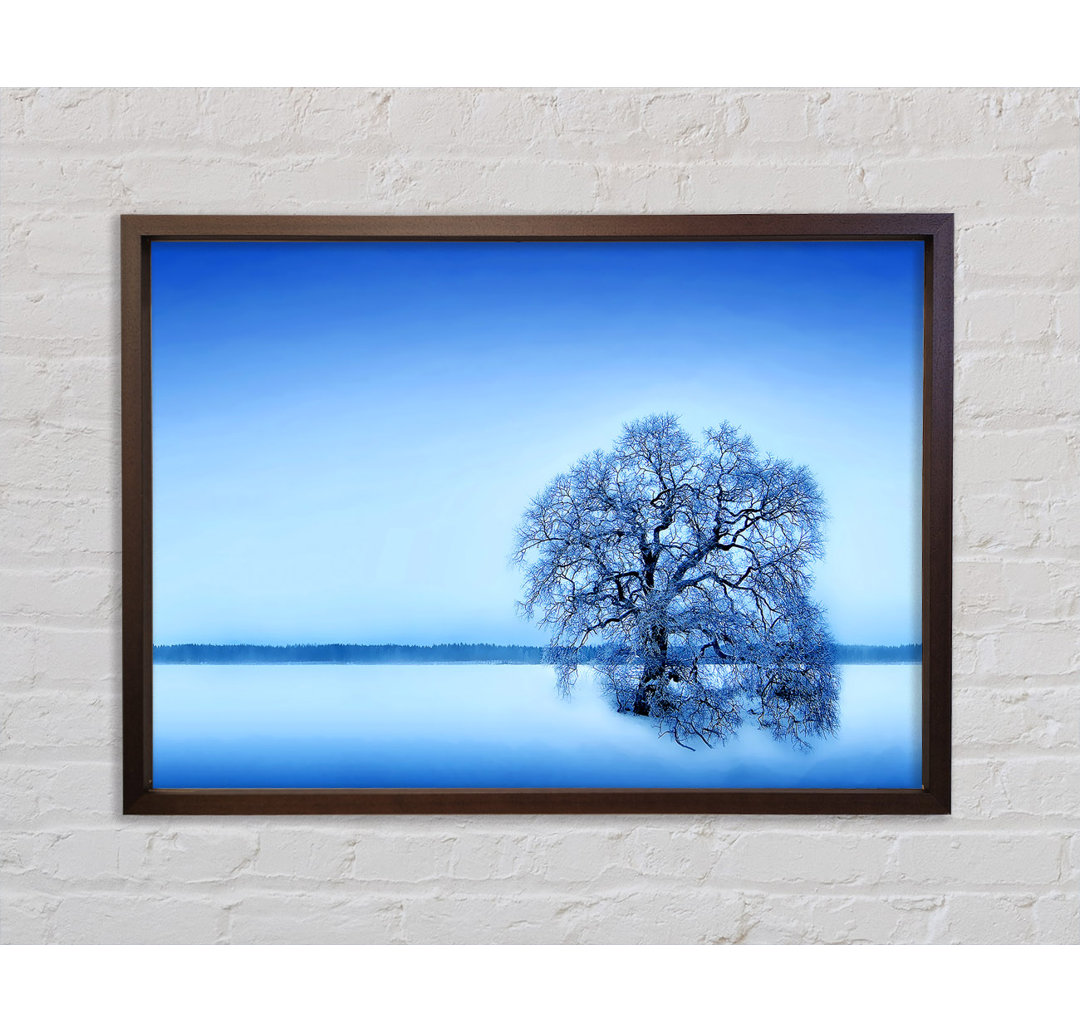 Blauer Winterbaum - Einzelner Bilderrahmen Kunstdrucke auf Leinwand