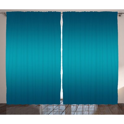 Ombre Deep Blue Tropical Ocean Inspired Design Modern for Room Decorations Digital Print Graphic Print & Text Semi-Sheer Rod Pocket Curtain Panels -  Ambesonne, p_23566_108x84