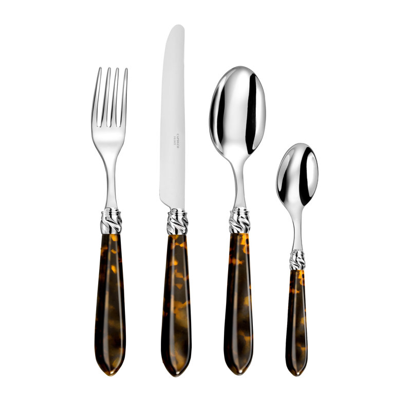 Diana 4 Piece Cutlery Set, Service for 1, Tortoise