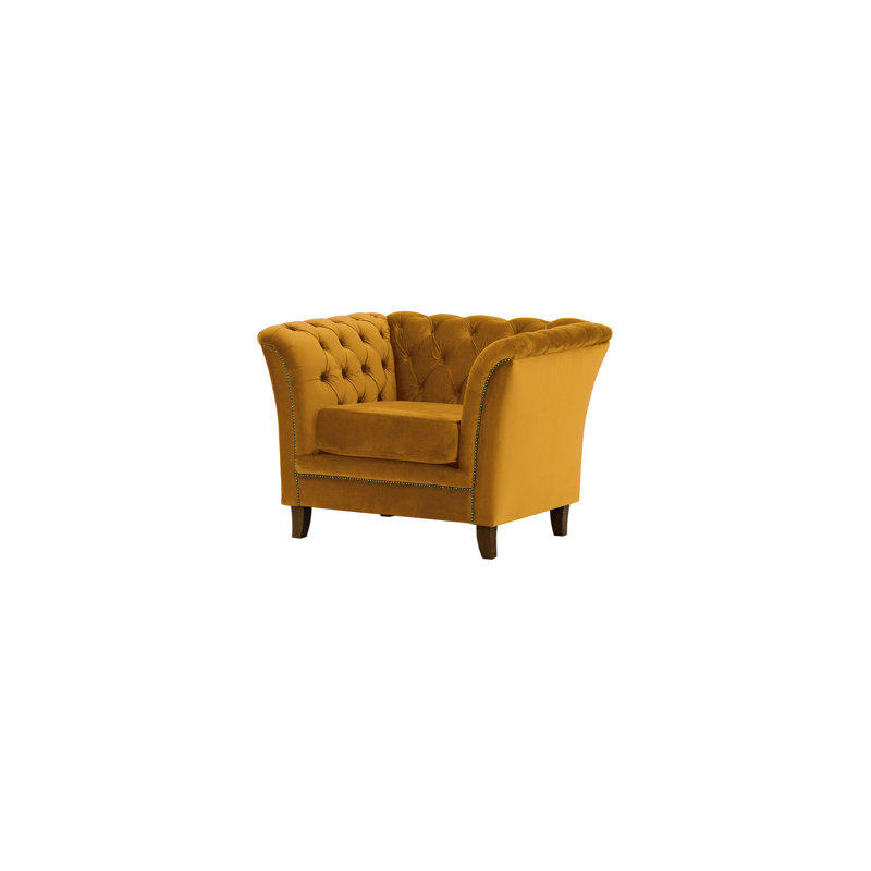Milana Velvet Armchair, Dark Oak, Orange