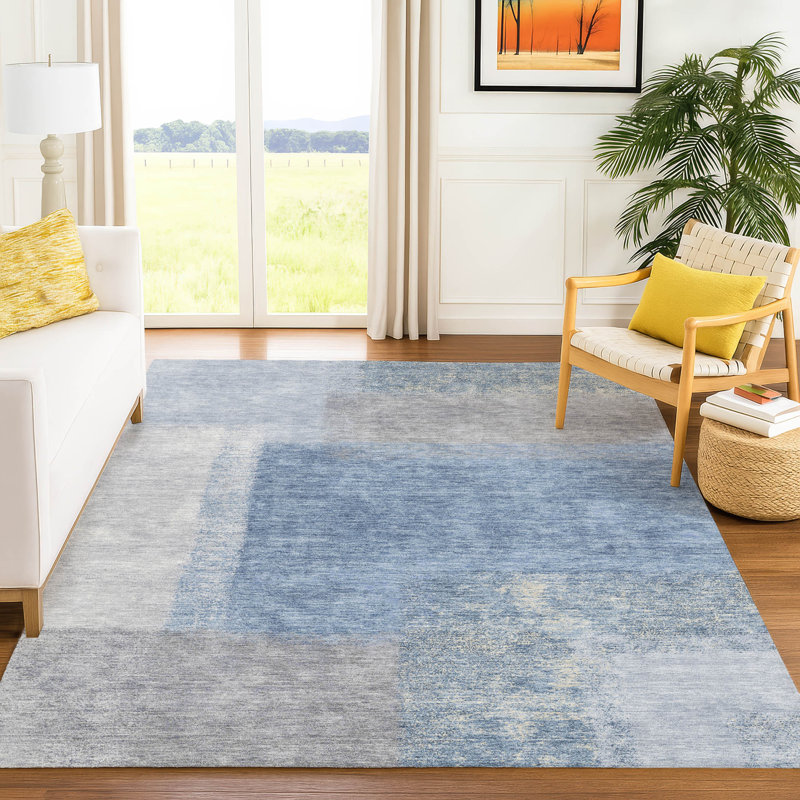 Tapis abstrait intérieur / extérieur lavable à la machine Molewski ACN2341, Rectangle 9 pi x 12 pi