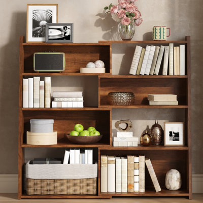 Bibliothèque extensible à 4 niveaux avec rangement, en bois MDF, style rustique moderne pour la maison