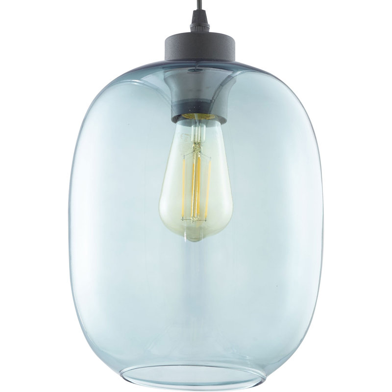 Elio 1 - Light Stainless Steel Cylinder Pendant, Blue